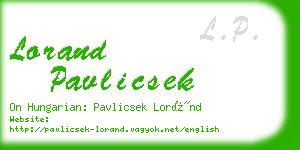 lorand pavlicsek business card